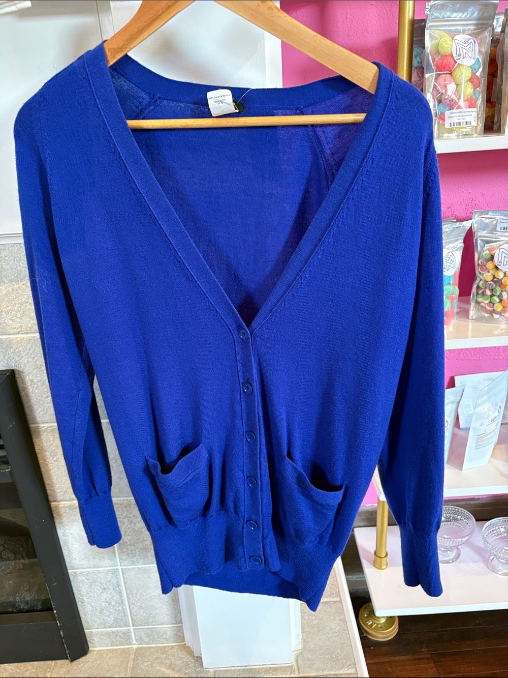J. Crew Cobalt Blue V-Neck Button Cardigan